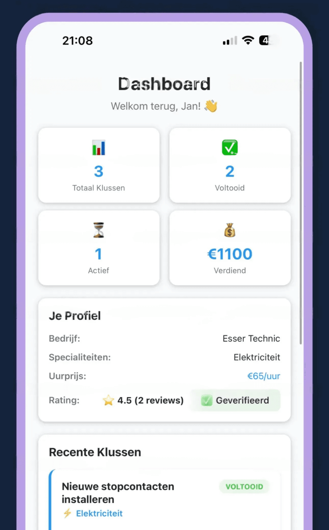 App-screenshot van WerkConnect App